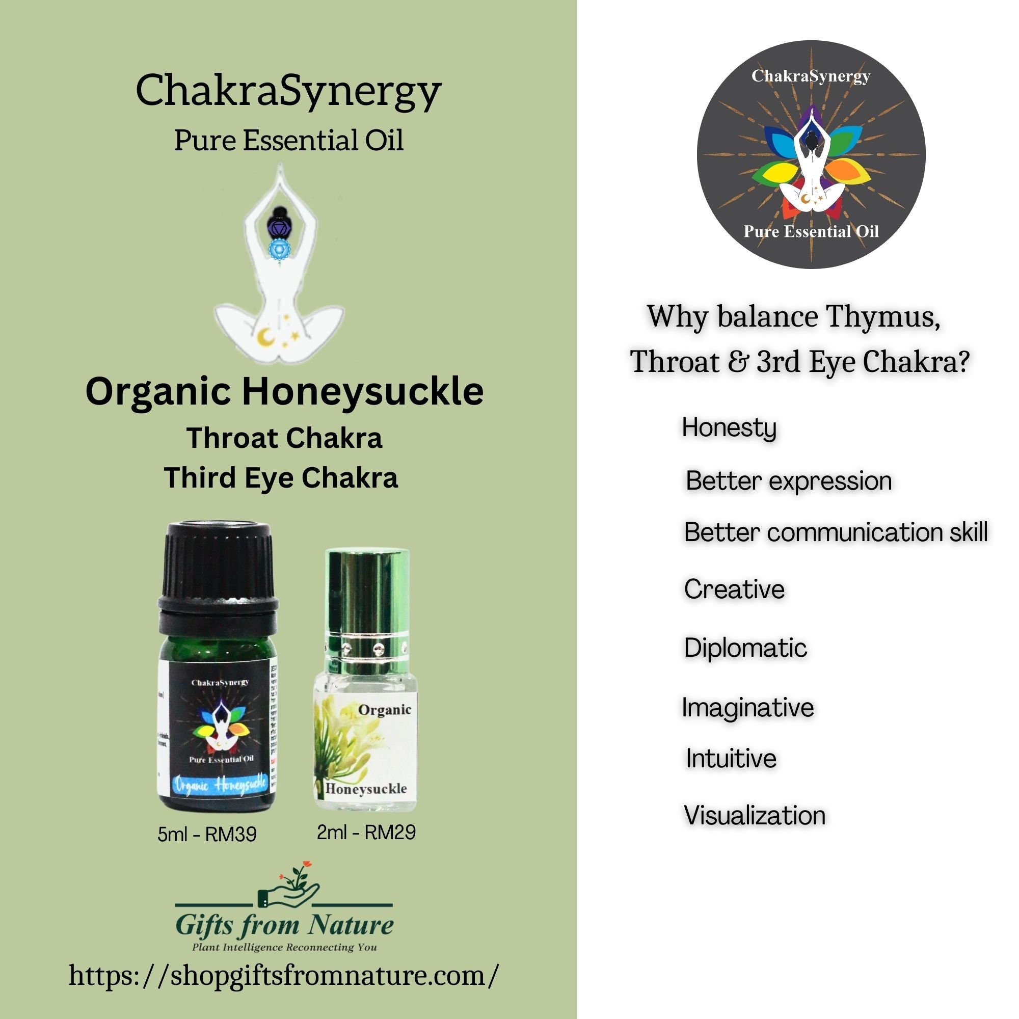 Organic Honeysuckle Chakra Synergy Pure Essential Oil – Gifts From